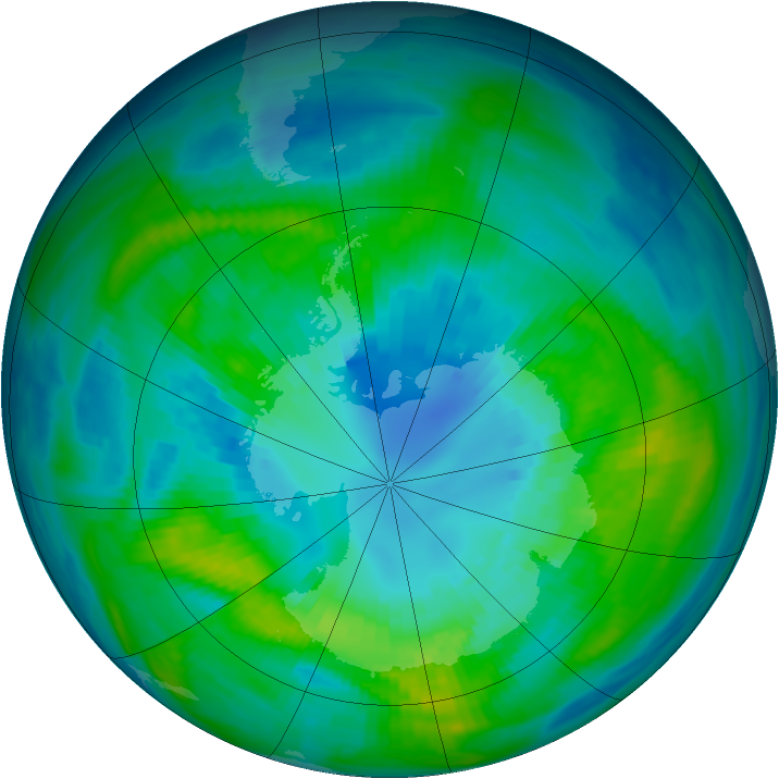 Antarctic ozone map for 09 April 1983